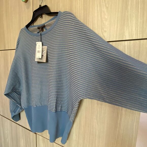 Adrienne Landau Blue & Tan Open Back Dolman Tunic Size XL NWT - Picture 5 of 13